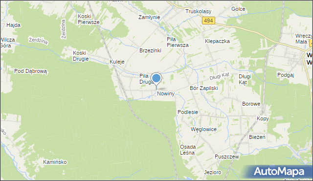 mapa Nowiny, Nowiny gmina Wręczyca Wielka na mapie Targeo